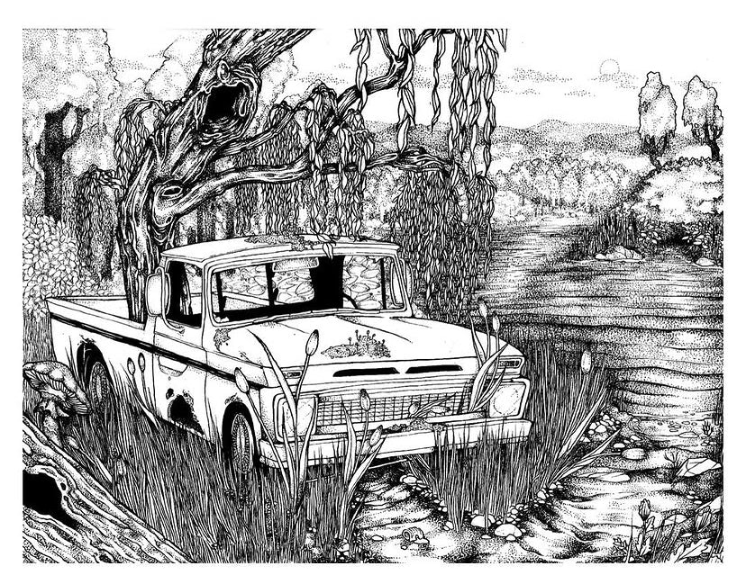 ‘autonomous'  - inked illustration 8.5 x 11”