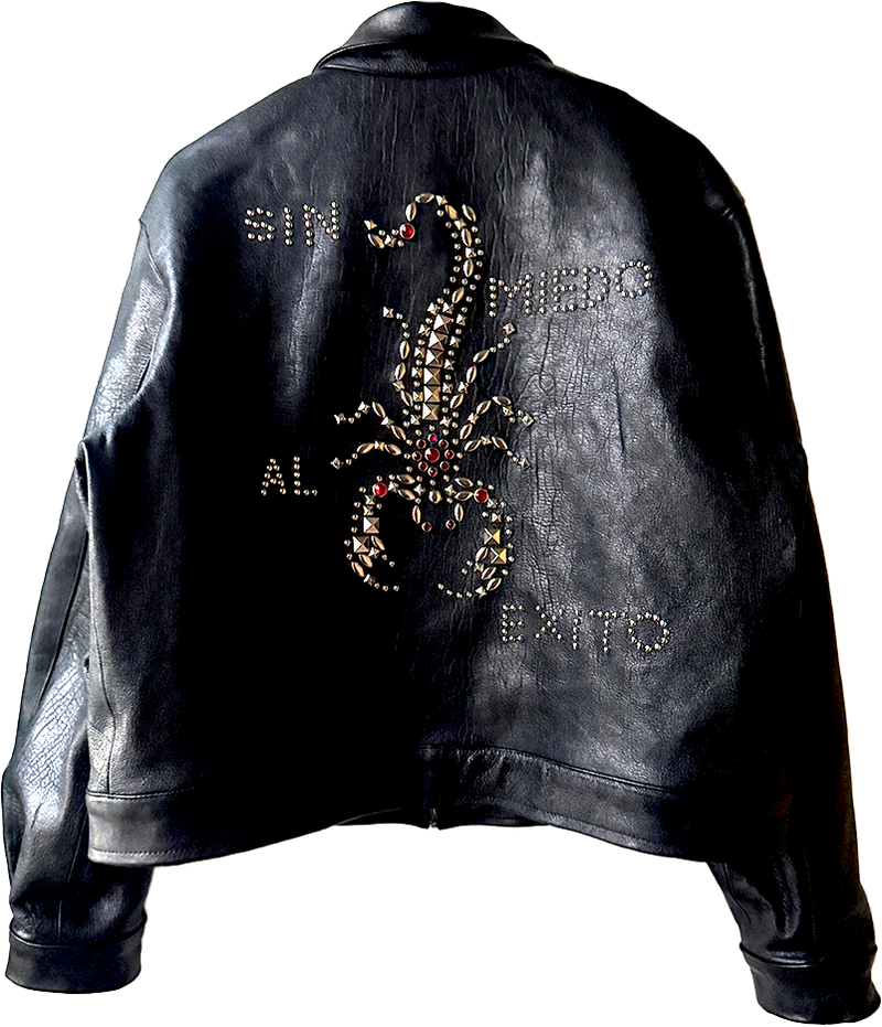 ‘sin miedo al exito’- size: large leather jacket